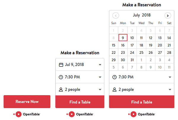 Overview of the OpenTable Reservation Widget 